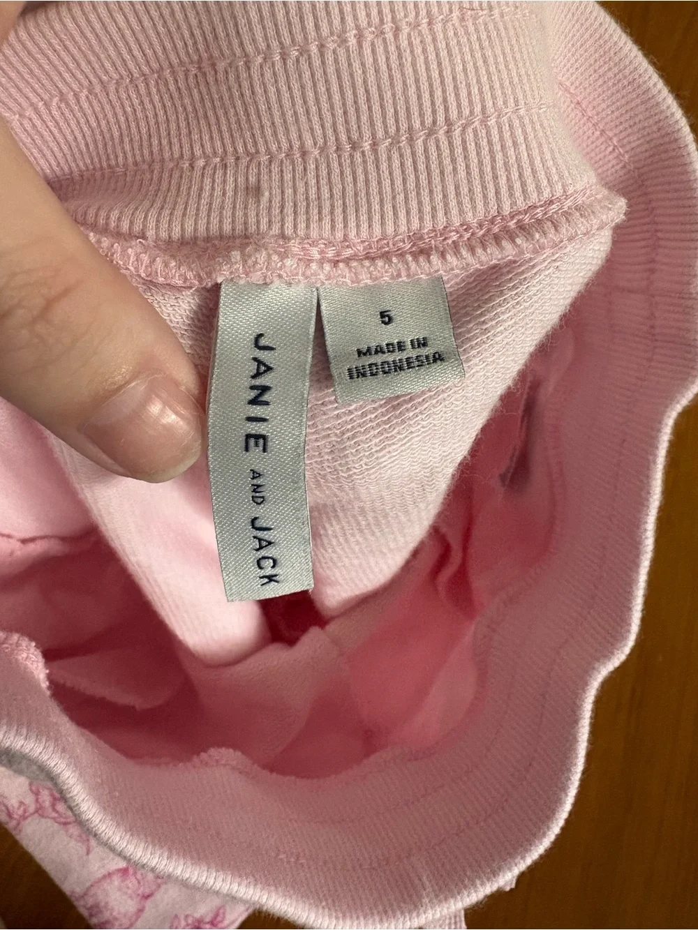 Janie and Jack SET - Pink Bunny Toile Collared Sweatshirt and Jogger, Size 5 Yr